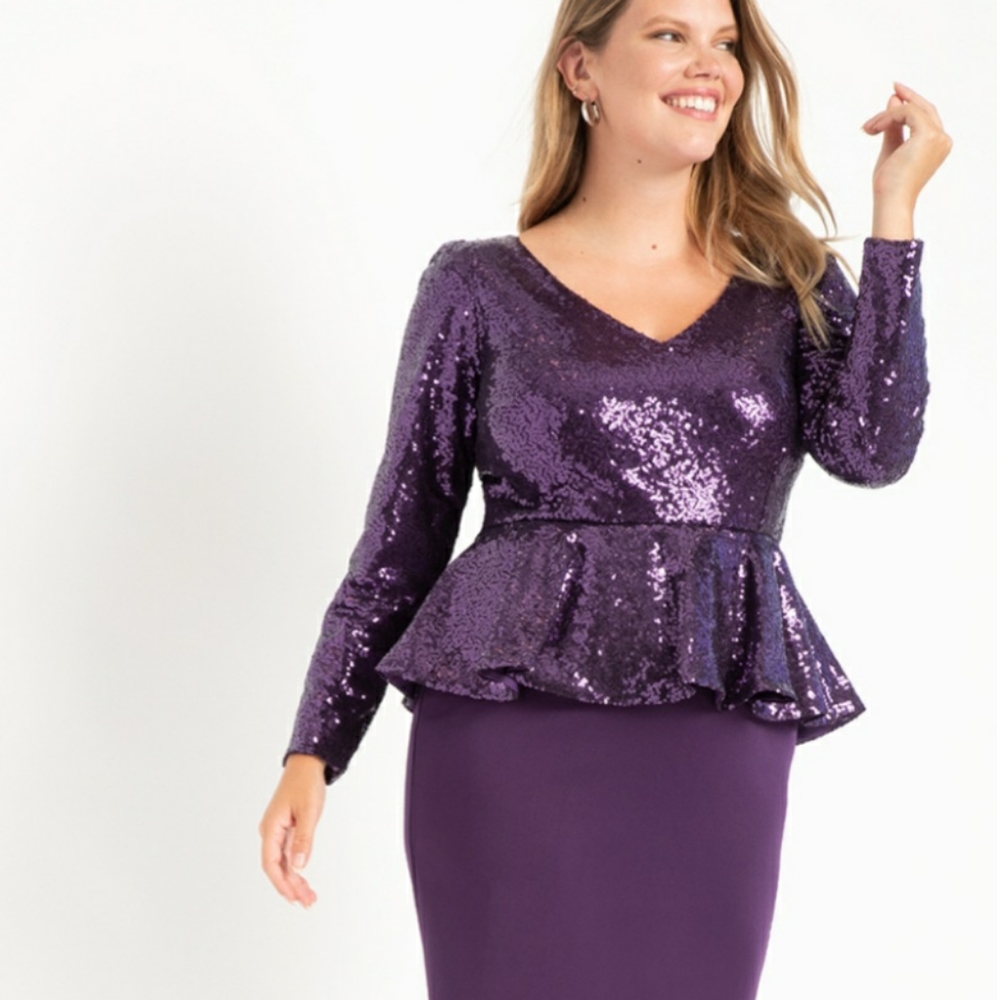 Eloquii Purple Peplum Dress